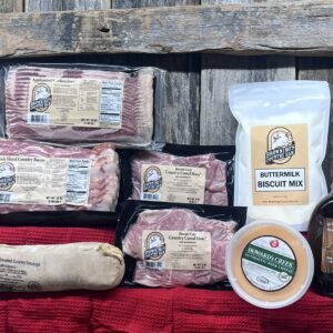 Country Ham, Bacon Applewood Bacon, Bourbon Syrup, Beer Cheese, Biscuit mix, Fathers Day Package, Country Sauasage
