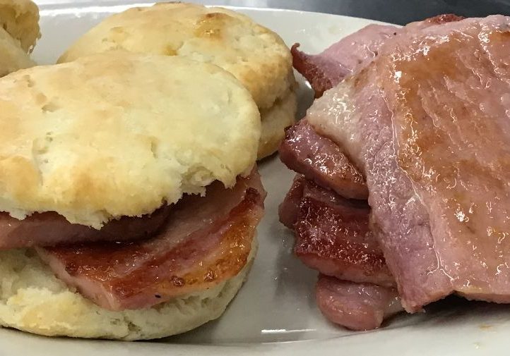 country ham on a biscuit